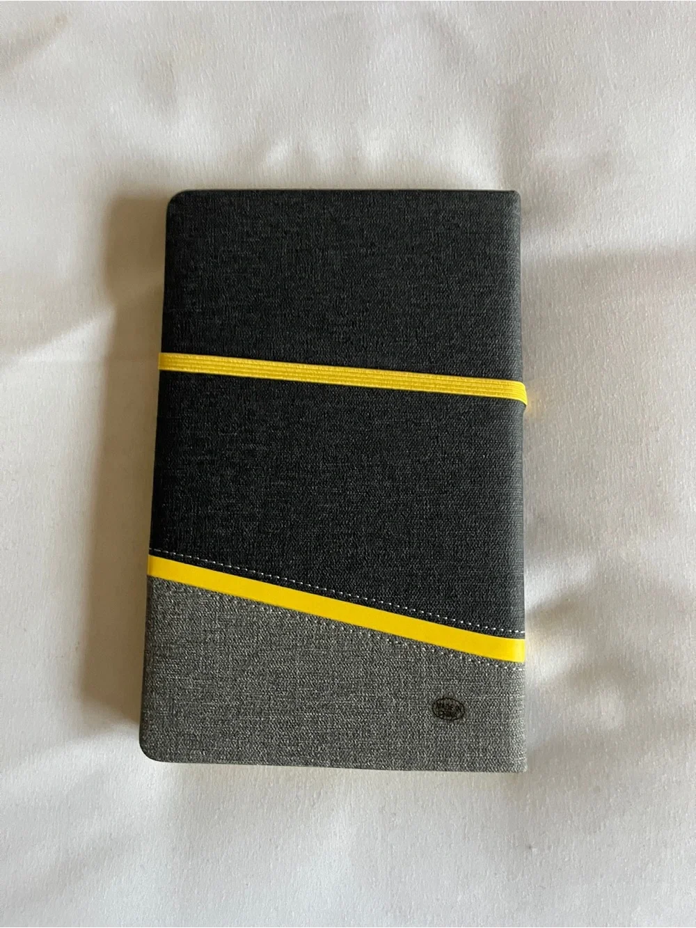 EY Black & Gray Hardcover Lined Journal Pocket Notebook Yellow Accent Elastic St